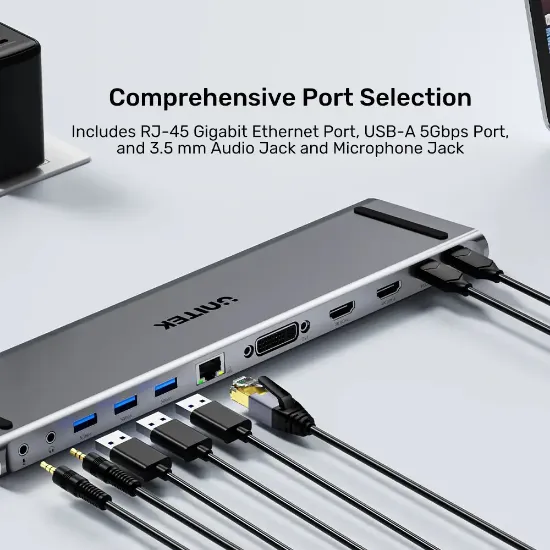 UNITEK UHUB11+ USB-C DISPLAYLINK 4K BAGLANTI ISTASYONU (D1147AGY01) resmi