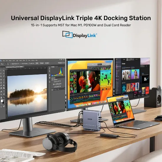 UNITEK UNIVERSAL DISPLAYLINK 4K KVM BAGLANTI ISTASYONU (D1135AGY01) resmi