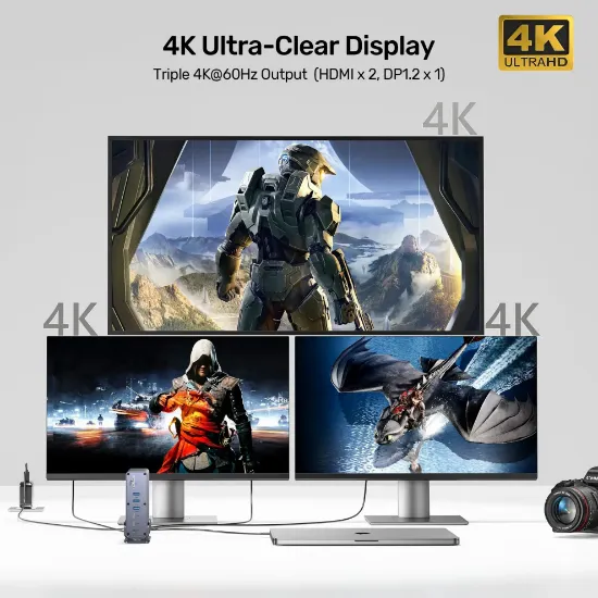 UNITEK UNIVERSAL DISPLAYLINK 4K KVM BAGLANTI ISTASYONU (D1135AGY01) resmi