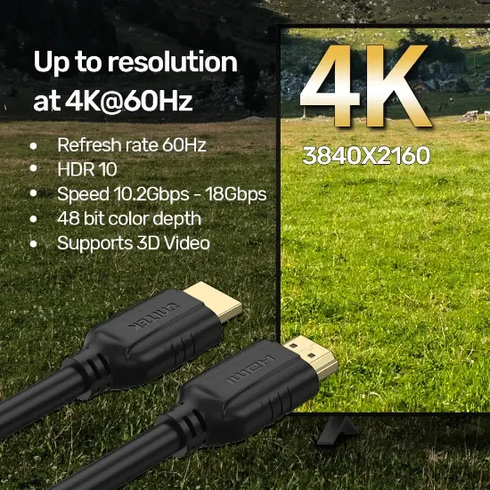 UNITEK HDMI2.0 KABLO 10MT 4K&60Hz (C11079BK-10M) resmi