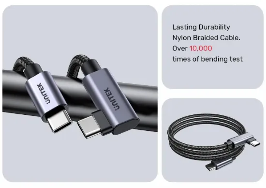 UNITEK TYPE-C HIZLI ŞARJ 90D 3MT 100W(C14123BK-3M) resmi
