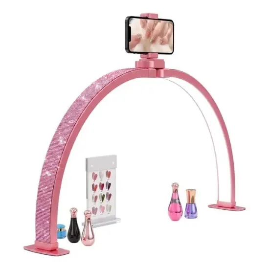 TrLed F-700A 70CM Pembe Elmas Desenli Katlanabilir Masaüstü Manikür ve Protez Tırnak Lambası resmi