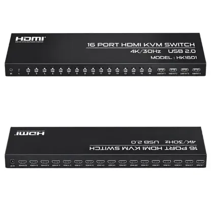 Powermaster HK1601 16 Port 4K 30HZ Video HDMI 2.0 Kvm Anahtarlı Kablolu Switch resmi