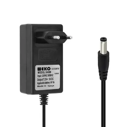 Weko 7.2Volt - 1Amper 5.5x2.5 Uçlu Ledli Yerli Üretim Priz Tipi Adaptör resmi