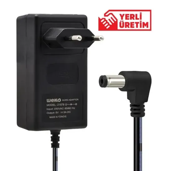Weko 5 Volt - 3 Amper 5.5*2.5 Uçlu Plastik Kasa Priz Tipi̇ Adaptör resmi