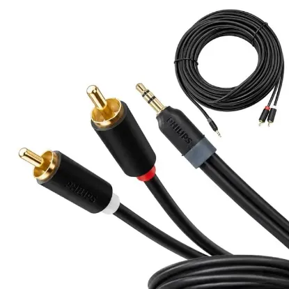 Philips SWR2110/93 15 Metre 3.5mm Stereo 2 RCA AUX Ses Kablosu Hi-Fi resmi