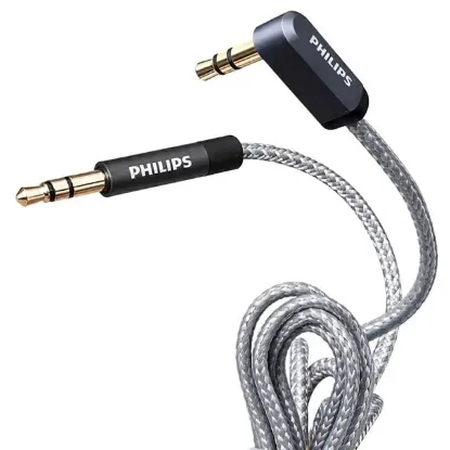 Philips SWR2114F/93 1 Metre 3.5mm Stereo AUX Ses Kablosu 90 Derece L Tipi Açılı Örgülü Zırhlı resmi