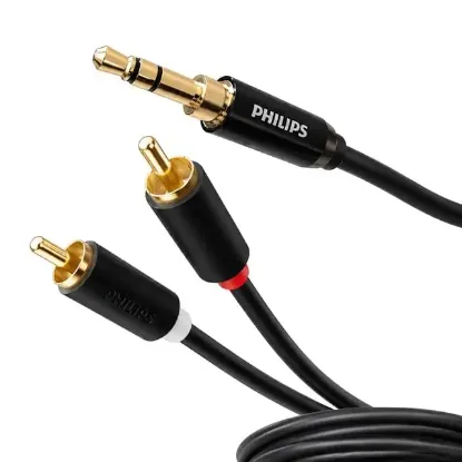 Philips SWR2121B/93 2 Metre 3.5mm Stereo 2 RCA AUX Ses Kablosu resmi