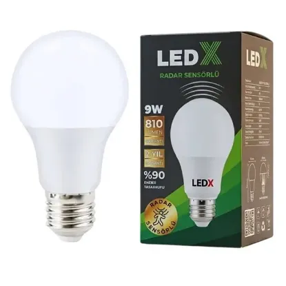 LedX AL-LL9R Radar Sensörlü 9 Watt E27 Duy 810 Lümen Beyaz Led Ampul                                       resmi