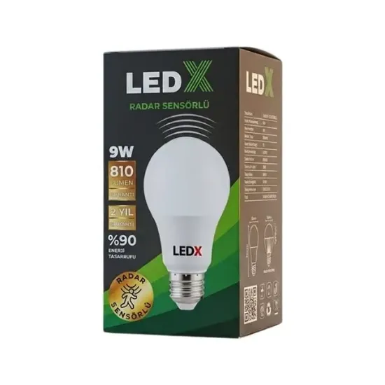 LedX AL-LL9R Radar Sensörlü 9 Watt E27 Duy 810 Lümen Beyaz Led Ampul                                       resmi