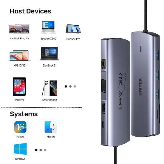UNITEK USB-C 9in1 UNIVERSAL DOCK STATION (D1113A) resmi