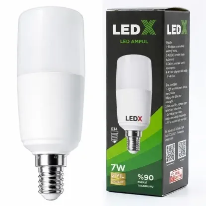 LedX AL-CLL 7 Watt E14 Duylu Soğuk Beyaz Silindirik Tasarım LED Ampul resmi