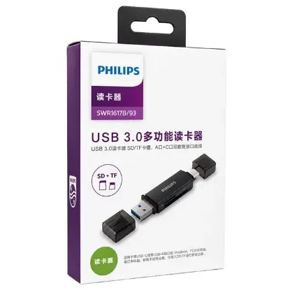 Philips SWR1617B/93 USB 3.0 & USB-C Çift Girişli SD/TF Kart Okuyucu - OtG Destekli resmi