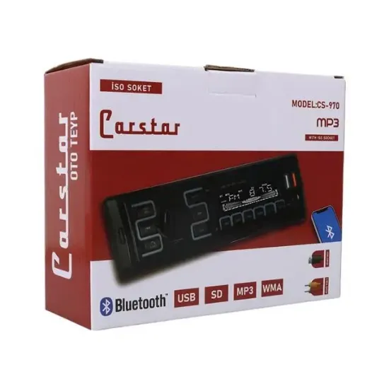 Carstar CS-970 Çift USB/SD/FM/AUX/Bluetooth Kumandalı Oto Teyp 4X60 Watt resmi