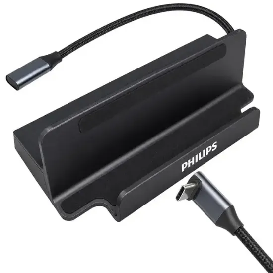 Philips SWR1691A/93 USB-C 6'sı 1 Arada Stand Tasarımlı Hub - 4K 60Hz HDMI, 1000Mbps LAN, 100W PD resmi