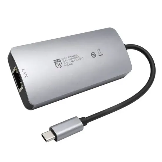 Philips SWR1607H/93 USB-C 5'i 1 Arada Hub - RJ45 Ethernet + 3 Port USB 3.0 resmi