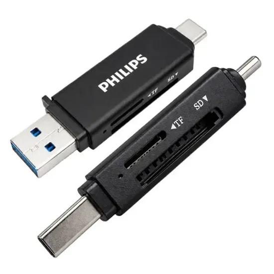 Philips SWR1617B/93 USB 3.0 & USB-C Çift Girişli SD/TF Kart Okuyucu - OtG Destekli resmi