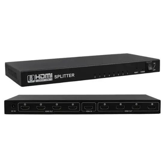 PowerMaster PM-14218 1 Giriş 8 Çıkış Port 1080P FHD HDMI Dağıtıcı Splitter (8'li Çoklayıcı) resmi