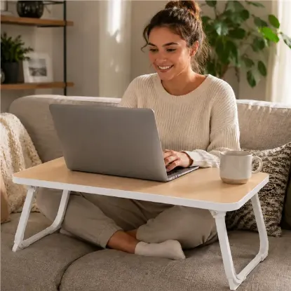 Sunup SN-29696 Katlanabilir Laptop Masası ve Yatak Koltuk Üzeri Tepsisi Ahşap Desen 70x48cm resmi