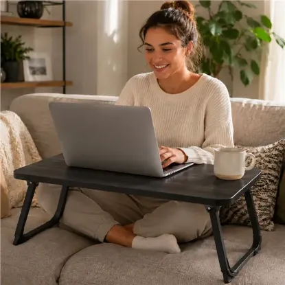 Sunup SN-29695 Katlanabilir Laptop Masası ve Yatak Koltuk Üzeri Tepsisi Siyah 70x48cm resmi
