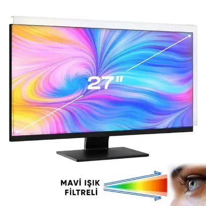 Weko WK-29922 27" Mavi Işık Filtreli Monitör Ekran Koruyucu Darbeye Dayanıklı 2mm Optik Difüzörlü resmi