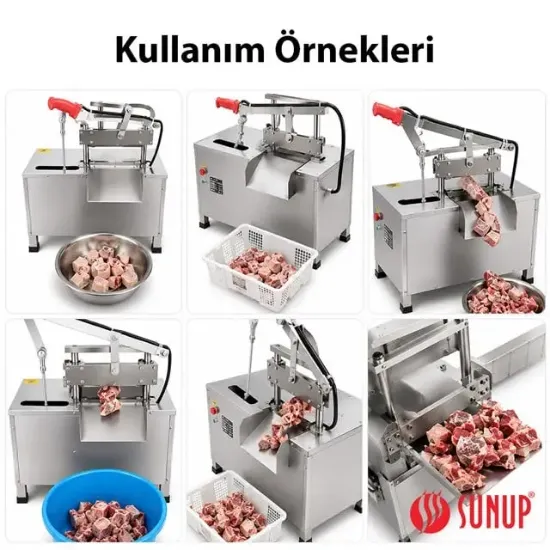 Sunup SN-30982 Otomatik Kemik ve Et Kesme Makinesi Gıda Sınıfı Paslanmaz Çelik Endüstriyel Giyotin Dilimleyici resmi