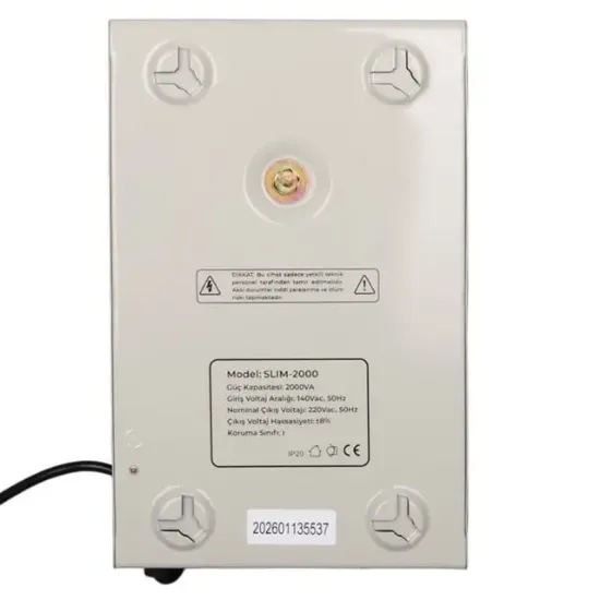 Powermaster SLIM-2000 Otomatik 2000VA Kombi Voltaj Regülatörü (İngiliz Fişli ve Evrensel Çoklu Soketli) resmi