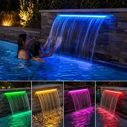Powermaster PM-37795 Havuz ve Bahçe Şelale Başlığı 90cm RGB LED'li Uzaktan Kontrollü resmi