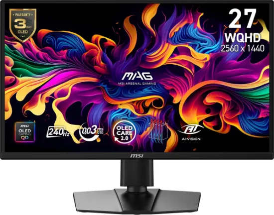 26.5 MSI MAG 272QP QD-OLED X24 WQHD  0.03MS 240HZ FREESYNC PREMIUM PIVOT GAMING  resmi