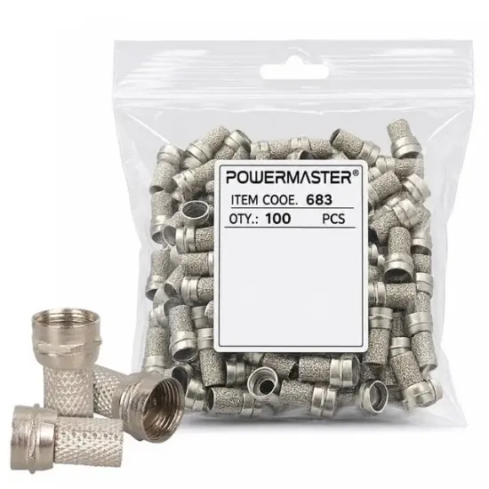 PowerMaster PM-683 F Konnektör RG6/U4 Uydu Anten Kablo Uyumlu Çevirmeli Vidalı Tip (100'lü Paket) resmi