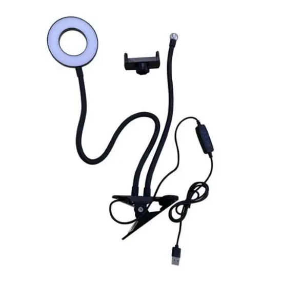 Powermaster PM-2577 Masa Sabitlemeli 3000K-5000K-6500K Selfie Işıklı Telefon Tutacağı Akrobat 2in1 resmi
