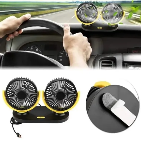 Powermaster X916 12 Volt Dc Usb Girişli Masaüstü 2’Li Plastik Ev-Ofis-Araç Fanı resmi