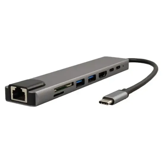 Powermaster Type-C 8in1 HDMI Çok Fonksiyonlu USB 3.0 Dock Station (Macbook - PC - Playstation - Xbox) resmi