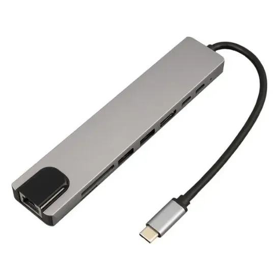 Powermaster Type-C 8in1 HDMI Çok Fonksiyonlu USB 3.0 Dock Station (Macbook - PC - Playstation - Xbox) resmi