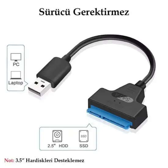 PowerMaster PM-6507 SSD HDD Sata Data TO USB3.0 2.5" Harddisk Kablo resmi
