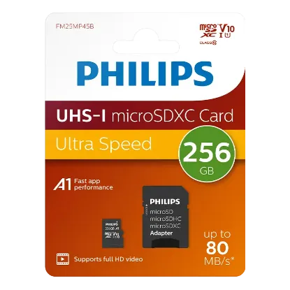 PHILIPS 256GB MICRO SDXC 80 MB/S C10 FM25MP45B/00 resmi