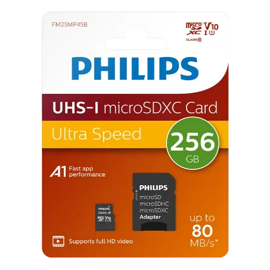 PHILIPS 256GB MICRO SDXC 80 MB/S C10 FM25MP45B/00 resmi