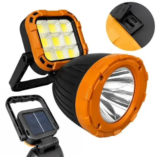 PowerMaster PM-8033C 6 Modlu EL Feneri Ve Işıldak Acil Durum Lambası 9 Cob Ledli Solar Şarjlı resmi