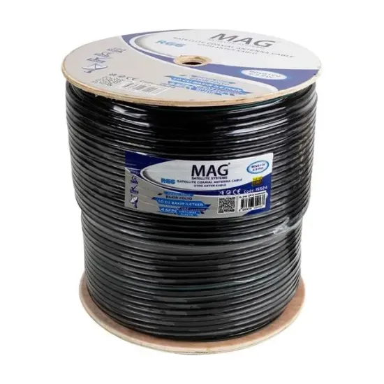 Mag RG6-U6 Cu-Cu Bakır Yeşil Anten Kablo 300 Mt resmi