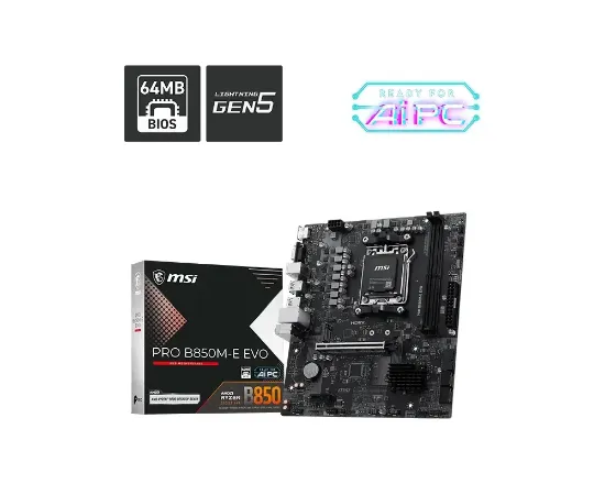 MSI PRO B850M-E EVO DDR5 ANAKART 8200MHz(OC) resmi
