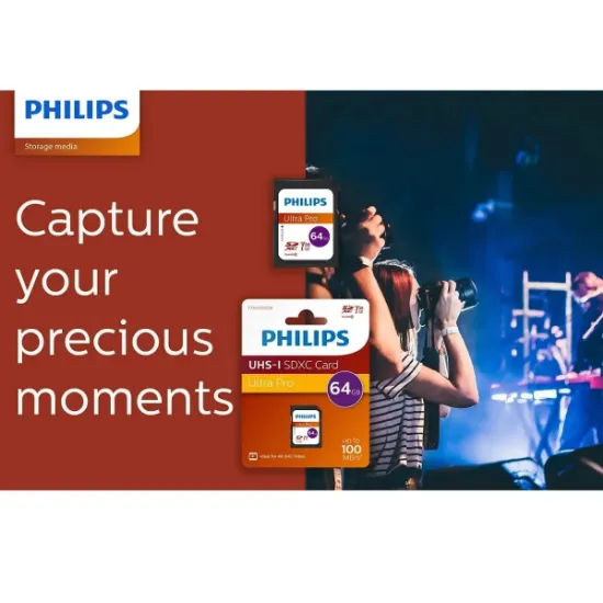 PHILIPS 64GB SDXC 100MB/S C10 FM64SD65B/00 resmi
