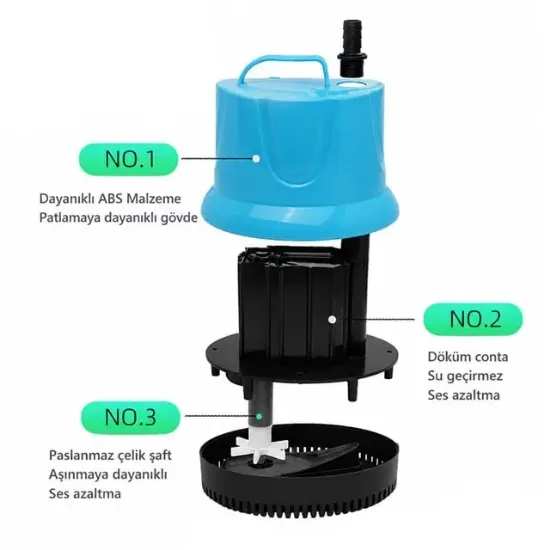 Powermaster PM-37798 2800L/H 45W Dalgıç Akvaryum Sessiz Su Pompası resmi