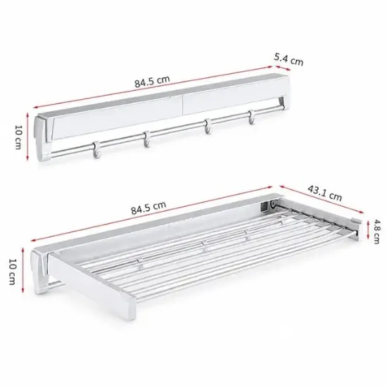 Sunup SN-37717 Katlanabilir Çamaşır Askılığı Duvara Monte Gizli Balkon Akordeon Kurutma Beyaz resmi