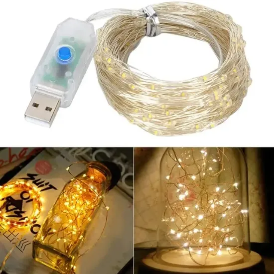  Powermaster PM-37723 USB Girişli Uzaktan Kumandalı 30 Metre 8 Modlu Günışığı Dekoratif Yılbaşı - Peri Led Işık resmi
