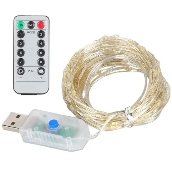  Powermaster PM-37723 USB Girişli Uzaktan Kumandalı 30 Metre 8 Modlu Günışığı Dekoratif Yılbaşı - Peri Led Işık resmi