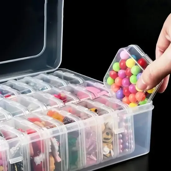 Compaxe P-Serisi 24'lü Plastik Şeffaf Saklama Kutusu (24 Küçük + 1 Büyük Kutulu Set) resmi