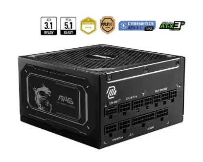 MSI MAG A1000GL PCIE5 II 1000W 80+ GOLD SİYAH FULL MODULER GÜÇ KAYNAĞI resmi