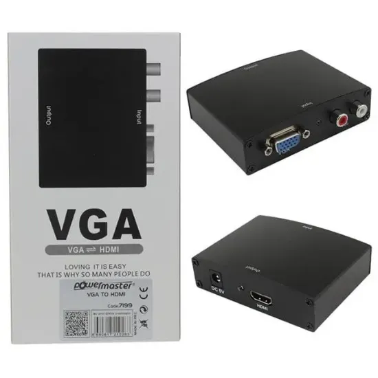 Powermaster PM-7199 VGA To HDMI Dönüştürücü Adaptörlü resmi