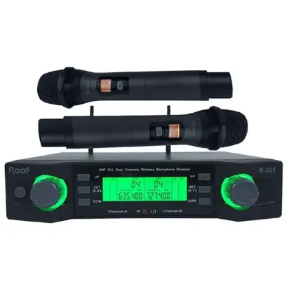 Roof R-203 2 El 2 Kanal UHF Kablosuz Telsiz Mikrofon resmi
