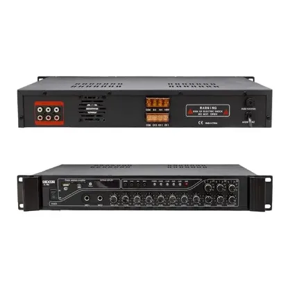 Dexun D-230 250 Watt 3 Zone İki Mikrofon Girişli Hat Trafolu Anfi  Usb-Bt 4/16-70-100v resmi